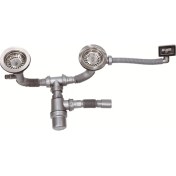 Resim Lüks Çöpmak Taslı Körüklü Çift Çıkışlı Yandan Taşmalı Lavabo ve Evye Sifonu Gider Borusu Akordiyon Plastik Geniş Kafa Paslanmaz 