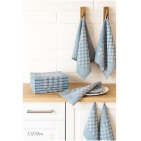 Resim Kare Desenli Mutfak Kurulama Bezi Seti 10 Lu 50x70 Cm Casaline Turkuaz 