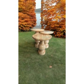 Resim Wood Ahşap 3lü Set Fitilli Mantar Yan Sehpa Modern Fiskos / Naturel Renk / Zigon Sehpa Vernikli 