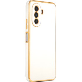 Resim TrendShopping Huawei Nova Y70 Parlak Kenarlı Altın Işlemeli Kamera Korumalı Kapak 