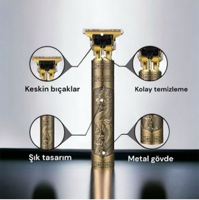 Resim UCUZTEKNO Çelik kasa profesyonel Saç, Sakal, Ense, Çizim Traş Makinesi 