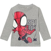 Resim Name İt Gri Melanj Erkek Bebek Bisiklet Yaka Uzun Kollu T-Shirt NMMJUNIOR SPIDEY LS TOP MAR 