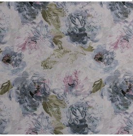 Resim Vizon Kot Mavi Gül Desen Dokuma Dijital Baskılı Petek Kumaş 