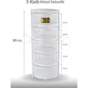Resim 5 Katlı Sebzelik Açılır Metal Patates Soğan Sepeti Paslanmaz Meyvelik Organizer Sepet Beyaz 