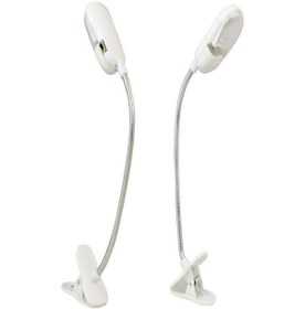 Resim Bükülebilir Mandallı Kitap Okuma Işığı Yaylı Pilli Ledli Kitap Okuma Lambası Beyaz 