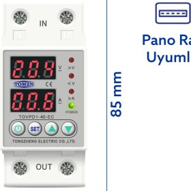 Resim Tomzn Voltaj ve Akım Koruma Rölesi Yüksek Alçak Gerilim Koruyucu Monofaz 40A Elektrik Bekçisi 
