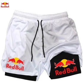 Resim Red Bull Erkek Koşu Şortu 2'si 1 Arada Spor Salonu Egzersiz Hızlı Kurublack Black 