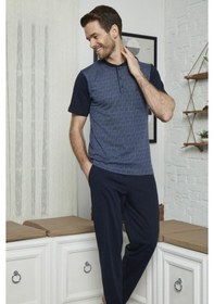 Resim Kly 7613 Erkek Midi Yaka 3'Lü Pijama Takımı 