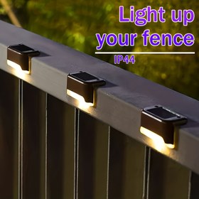 Resim 4'lü Paket Güneş Enerjili Döşeme Işıkları, Güneş Çit Işıkları, IP44 Dış Mekan Veranda Işıkları, Güçlü Güneş Enerjili Açık Hava Adım Işığı, Güneş Enerjili Çit Merdiven Aydınlatması için Çit, Adım, Veranda, Arka Bahçe, Yol 