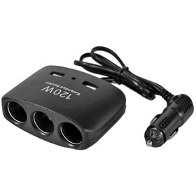 Resim Carub Çakmak Çogaltıcı Uyumlu Kablolu Soket 3'lü + 2 Usb 120w 12çv/24v 