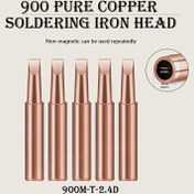 Resim 900M-T-2.4D, 5 Parça Bakır Lehim Ucu Seti, Evrensel Lehim Tabancası Uçları, Elektriksiz, Elektronik Tamir ve DIY Metal İşçiliği Aksesuarları 
