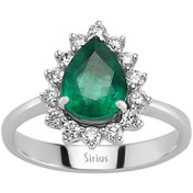 Resim Sirius Pırlanta Pırlanta Ve Damla Zümrüt Taşlı Yüzük 