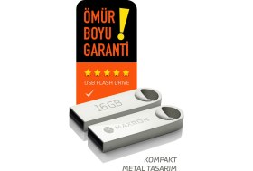 Resim Maxron 16 GB Flash Bellek Metal Gövde Ömür Boyu Garantili Güvenli USB Bellek Data Traveler 