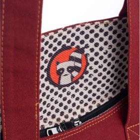 Resim Bordo Rakun Desenli Canvas Kumaş Omuz Çantası 