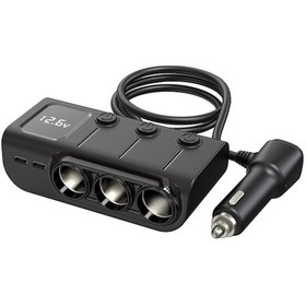 Resim Gajeena Araç Usb Şarj Cihazı - 3 Portlu Hızlı Şarj, 120w Pd, Voltaj Göstergeli, Bağımsız Anahtarlı 112 Karakter 