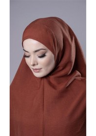 Resim Hürrem Bone Taba Pratik Hazır Geçmeli Tesettür Eşarp Pamuk Caz Kumaş Düz Hijab 2306 33 
