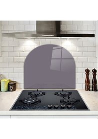 Resim Decorita Cam Ocak Arkası Koruyucu | Oval Şekilli | Düz Renk - Gri 