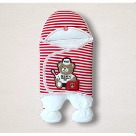 Resim Yenidoğan Dr. Ayıcık Nakışlı Kız-erkek Bebek Ayaklı Kundak Bebek Battaniyesi Kırmızı Çok Renkli 