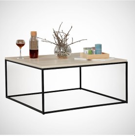 Resim Poly Orta Sehpa Metal & Orta Masa Açık Meşe / Metal Ayaklı Sehpa 