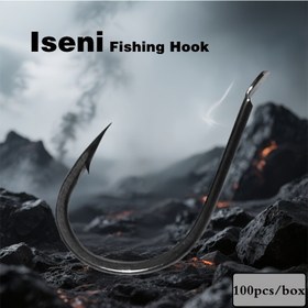 Resim 100 adet Ise Balıkçılık Kancası, Keskin Karbon Çelik Kancalar, Sazan, Levrek ve Otlu Sazan için Uygun. 