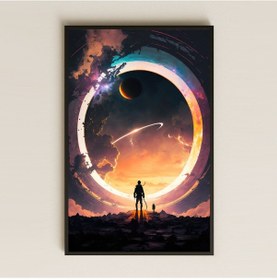 Resim Galaktik Portal Ve Astronot Temalı Pleksi Tablo - Bilimkurgu Epik Manzara Dekoru 