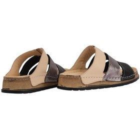 Resim Napa Shoes Hakiki Deri Üç Bantlı Çok Renkli Ortopedik Kadın Terlik Napa-303 Bej 