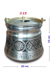 Resim Binbir Trend Işlemeli Eskitme Yoğurt Bakır Bakraç 3 Lt 