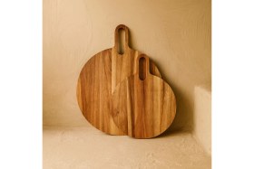 Resim Feyza Design Akasya Ağacı Yuvarlak Kesme Tahtası, Şık ve Dayanıklı Tasarım 