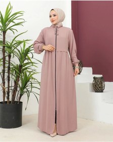 Resim Büyük Beden Krep Ferace -pembe Pembe 
