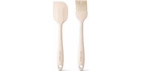 Resim Porland Solo Koleksiyonu 2’li Silikon Spatula & Pasta Fırçası Seti - Krem | Isıya Dayanıklı, Ergonomik Mutfak Gereçleri 