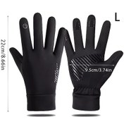 Resim Willowhaven Siyah L Kışlık Bisiklet Eldiveni Rüzgar Geçirmez Termal Dokunmatik Parmak 