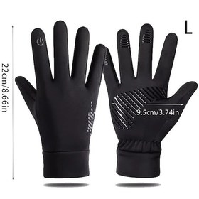 Resim Willowhaven Siyah L Kışlık Bisiklet Eldiveni Rüzgar Geçirmez Termal Dokunmatik Parmak 