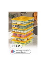Resim Vienev 7li Buzdolabı Dondurucu Organizer Ve Saklama Kabı Turuncu 5x 3,5lt 2x 1,65lt Turuncu 