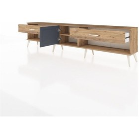 Resim Arges Tv Ünitesi Tek Raflı 2 Çekmeceli Tek Kapaklı 220x30x51 Çam-antrasit/çam Antrasıt/atlas Çam - Atlas Çam 