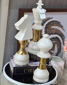 Resim Neochess Dekoratif Satranç Taşları Krem Gold 