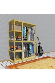 Resim Fokai Wood Joker - Ayarlı Raflı 4 Fonksiyonlu Ahşap Açık El Yapımı Gardırop 