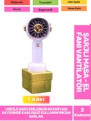 Resim Fantazer 3 Kademeli Ultra Sessiz Hafif Kablosuz 1200mAh Pervaneli Taşınabilir Usb Şarj Masa El Fan Vantilatör 