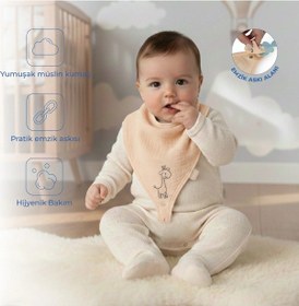 Resim Babyjem Emzik Askılı Müslin Mama Önlüğü Somon 