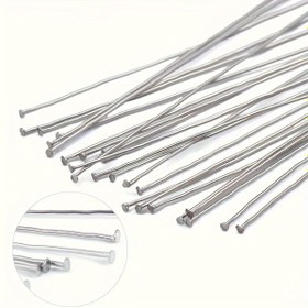 Resim 100 Adet / torba 20-70mm Paslanmaz Çelik Bükülebilir Düz Kafa Pimleri Bilezikler Kolyeler Küpe Yapmak İçin 