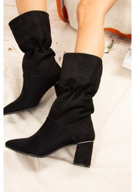 Resim Fox Shoes Siyah Süet Kadın Bot J518016602 