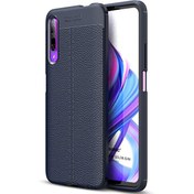 Resim Huawei Y9s Kılıf Deri Dokulu Silikon Lacivert Microsonic