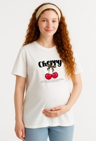 Resim TARZ STİL Premium Yumuşak Penye Cherry baskılı Hamile Tişörtü 23497 