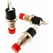 Resim Be-177 Buton Yuvarlak Metal 7Mm Kırmızı (Push Swıtch) Diafon Tip 