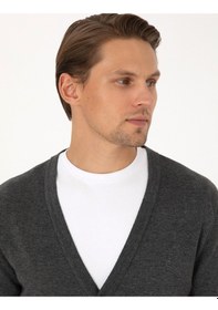 Resim Pierre Cardin Erkek Koyu Gri Melanj Hırka Triko 50317330-vr128 Koyu Gri Melanj 