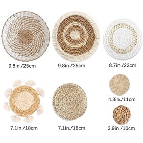 Resim Reedark Bohemian Tarz Doğal Malzeme El Dokuma Duvar Sepeti Seti - Ev Dekorasyonu, Saloon, Giriş Bölümü İçin 7 Parça A Paketi 