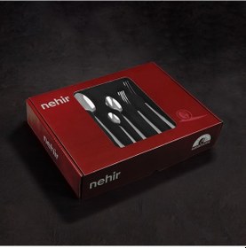 Resim Nehir Zarif Altın Sade 12 Kişilik 84 Parça Kutulu Çatal Kaşık Bıçak Takımı Altın 