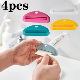 Resim 4 adet Kolay Sıkma Tüpü Sıkacağı Seti, Manuel Plastik Diş Macunu Dağıtıcı Klipsleri, Ayakta Durabilen Banyo Aksesuarları, PP Malzeme, Şarj Edilmemiş, Diş Macunu ve Yüz Temizleyici için, Kalan Miktar Ekstruder Araçlarıyla 