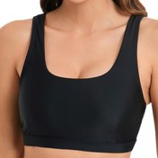 Resim Kadınlar için Yüksek Esneklikte İç Sütyenli Bikini Üstü - %80 Naylon %20 Spandeks, Düz Siyah Mayo Kapak Plaj Tatili ve Havuz için, Sadece Elde Yıkama 