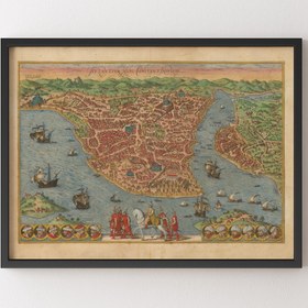 Resim epiqart 1572 İstanbul Haritası - Siyah Çerçeve 
