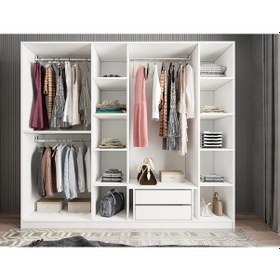 Resim Cartel 6 Kapaklı Gizli Çekmeceli Gardırop Dolap Beyaz - Ücretsiz 